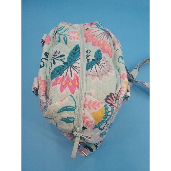 Vera Bradley Mint Flowers Travel Takes Case Large Bag With Crossbody Straps - Picture 7 of 16